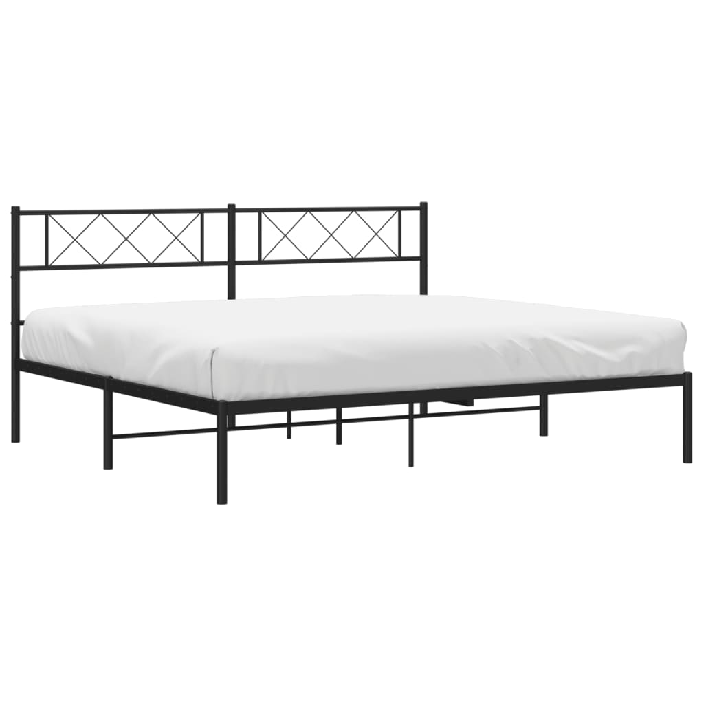 Bed frame with headboard metal black 180x200 cm