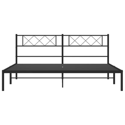 Bettgestell mit Kopfteil Metall Schwarz 180x200 cm