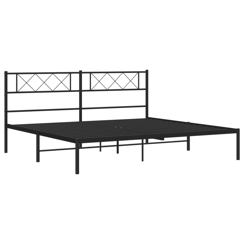Bed frame with headboard metal black 180x200 cm