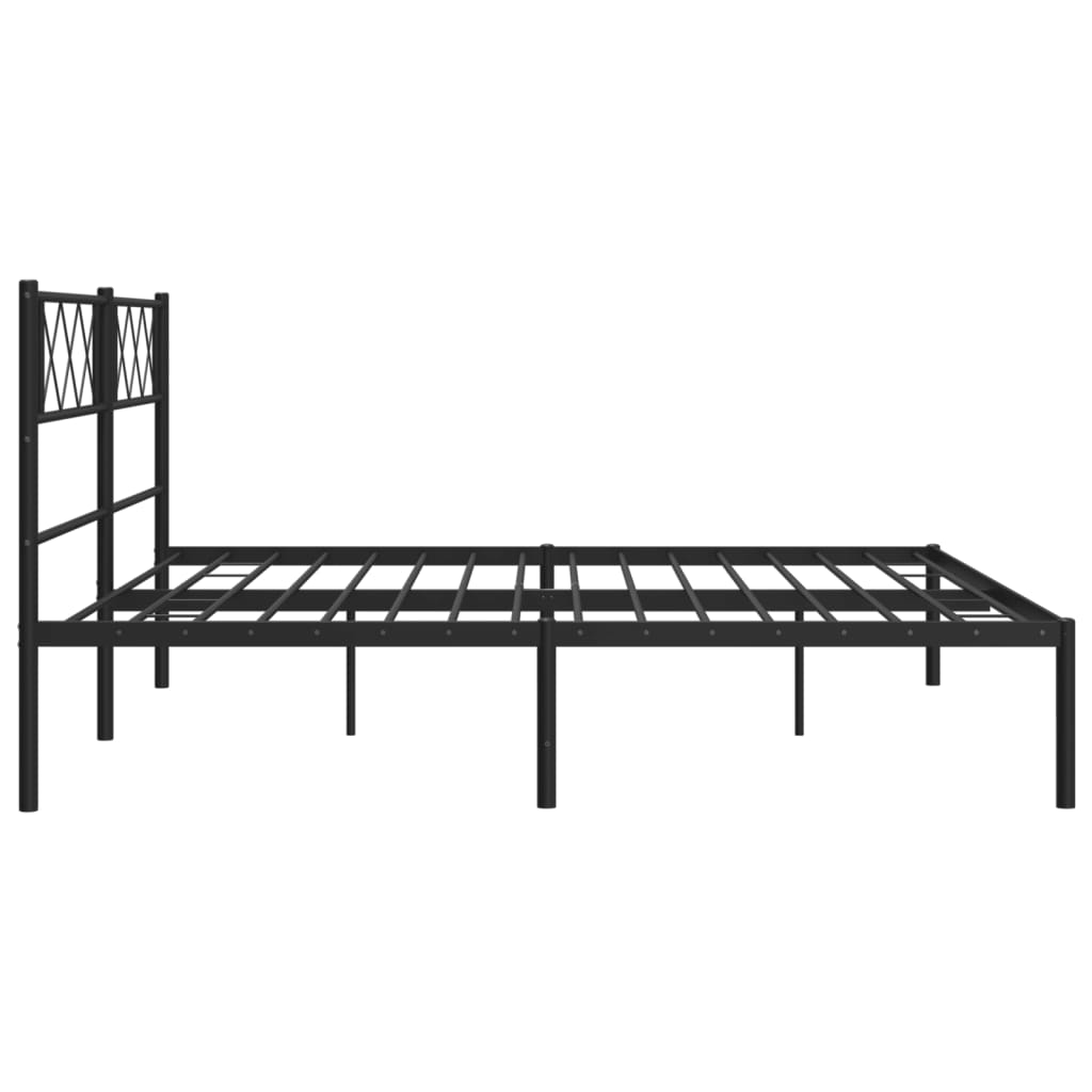 Bed frame with headboard metal black 180x200 cm