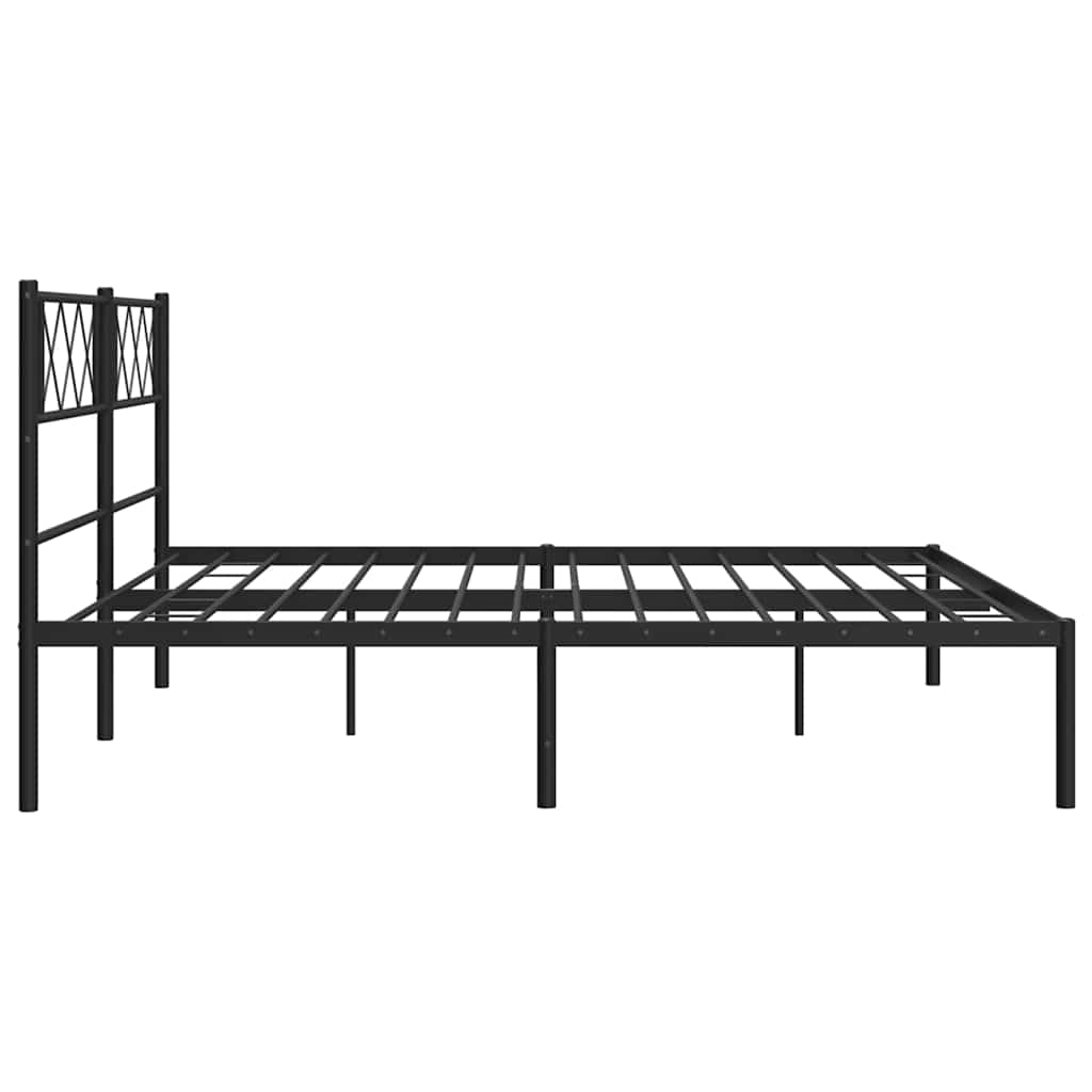 Bed frame with headboard metal black 183x213 cm
