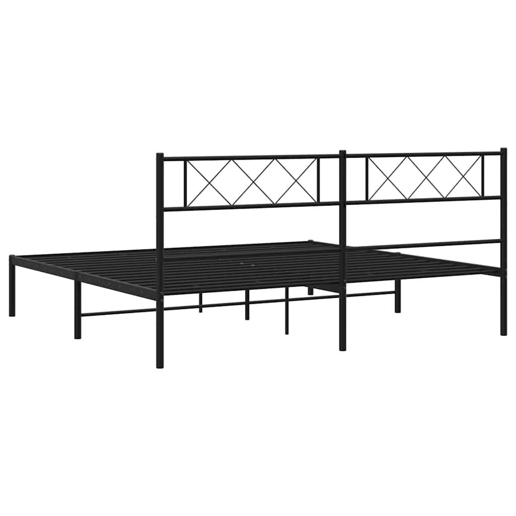 Bed frame with headboard metal black 183x213 cm