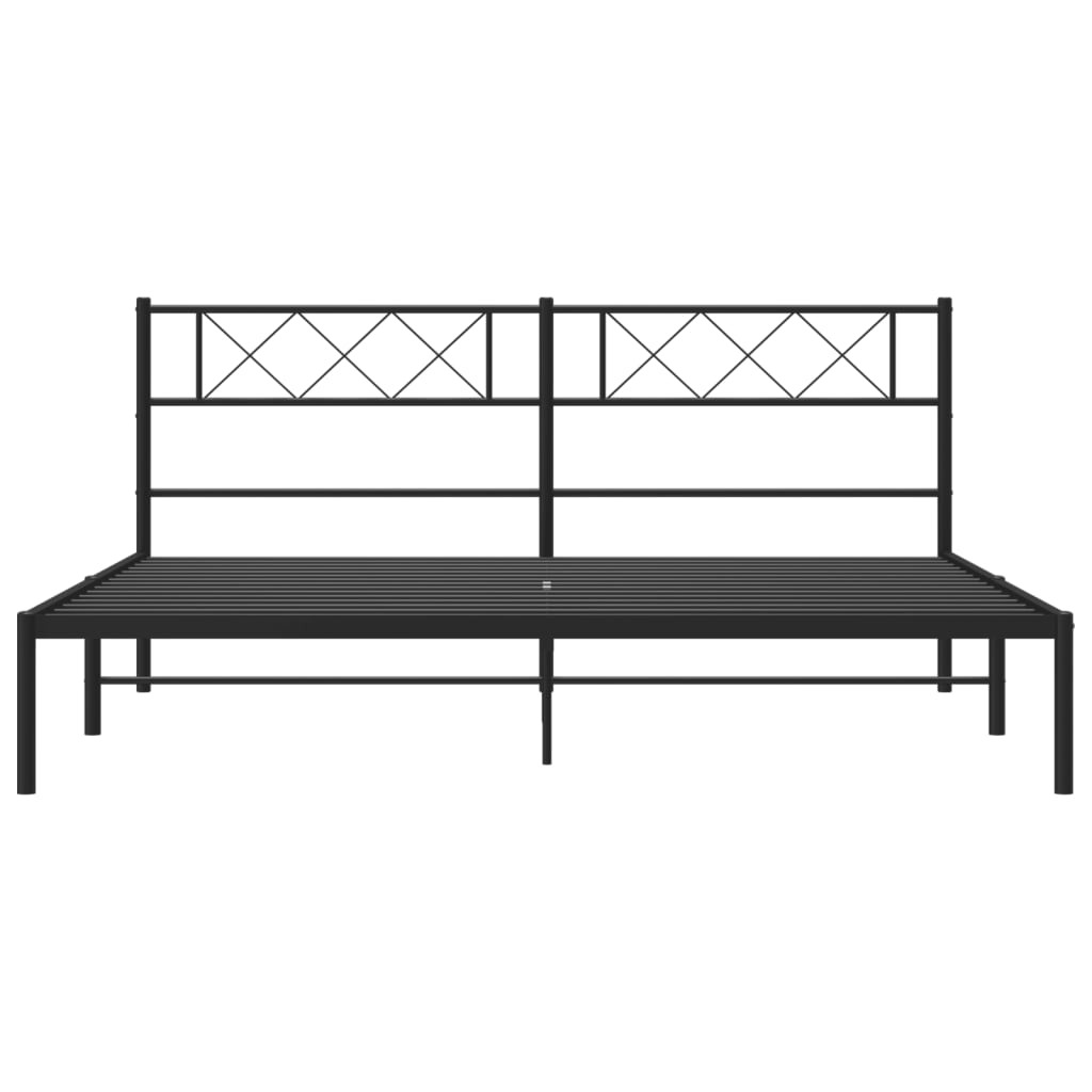 Bed frame with headboard metal black 193x203 cm