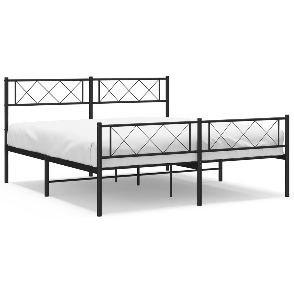 Bed frame with head and footboard metal black 120x200 cm