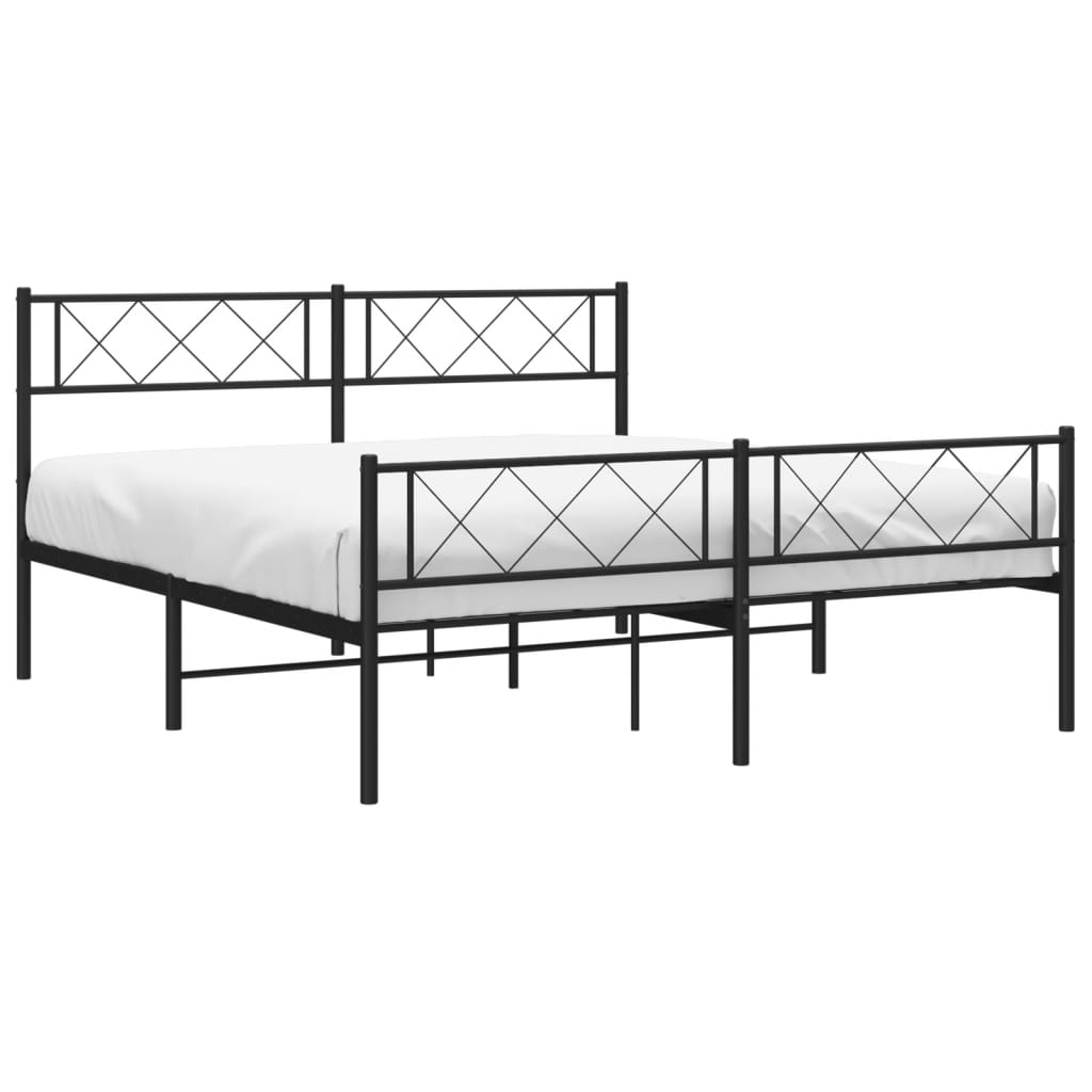 Bed frame with head and footboard metal black 120x200 cm