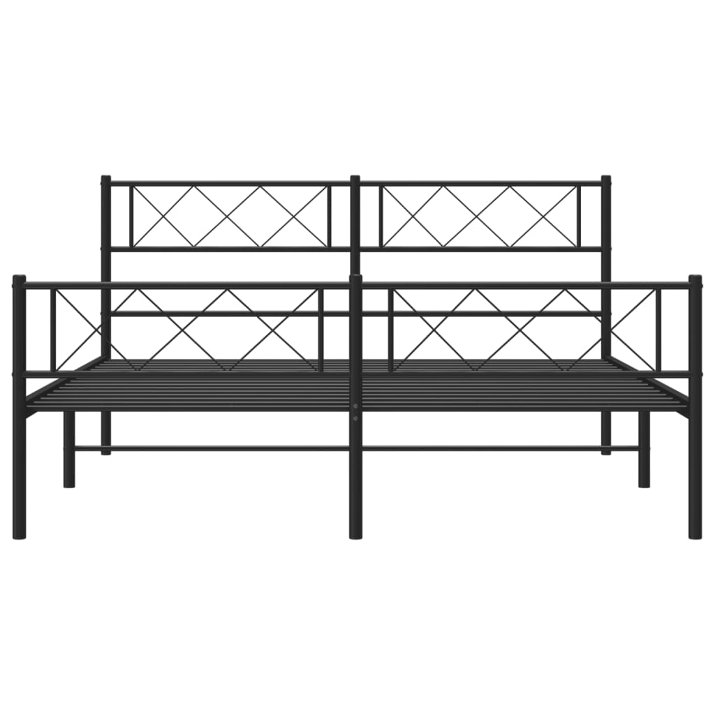 Bed frame with head and footboard metal black 120x200 cm