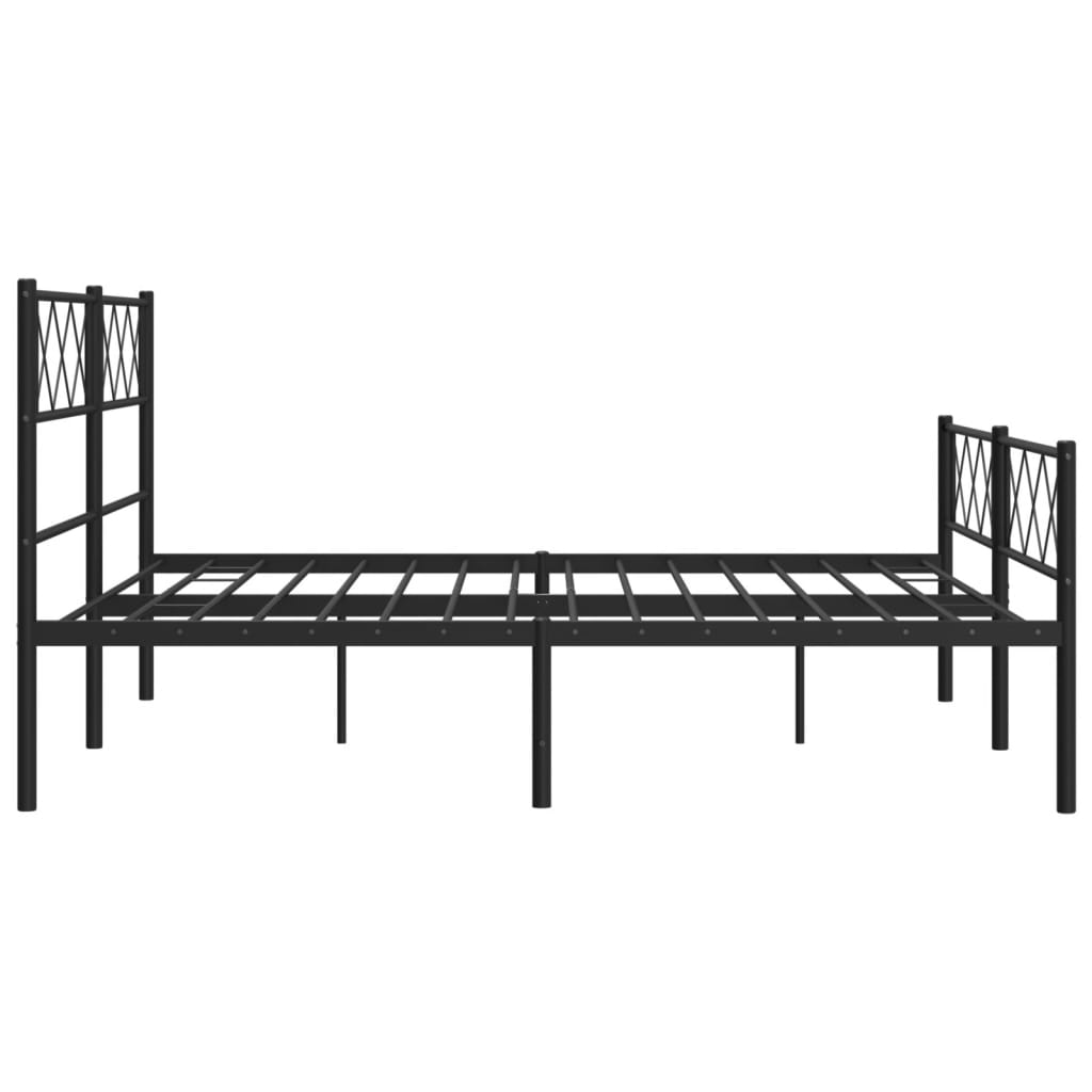 Bed frame with head and footboard metal black 120x200 cm