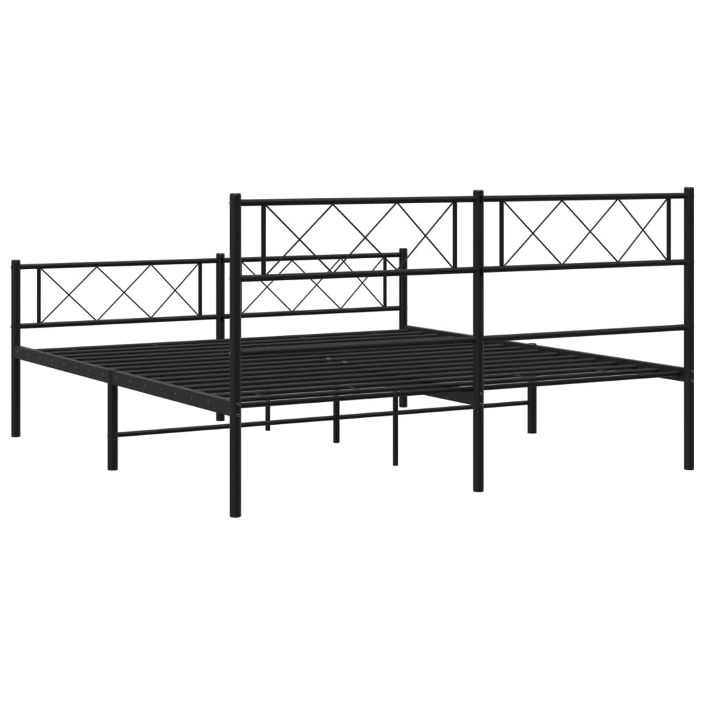 Bed frame with head and footboard metal black 120x200 cm