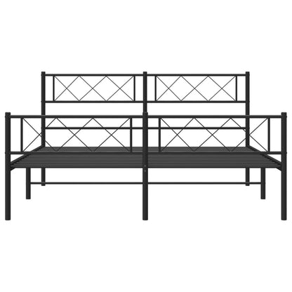 Bettgestell mit Kopf- und Fußteil Metall Schwarz 140x190 cm