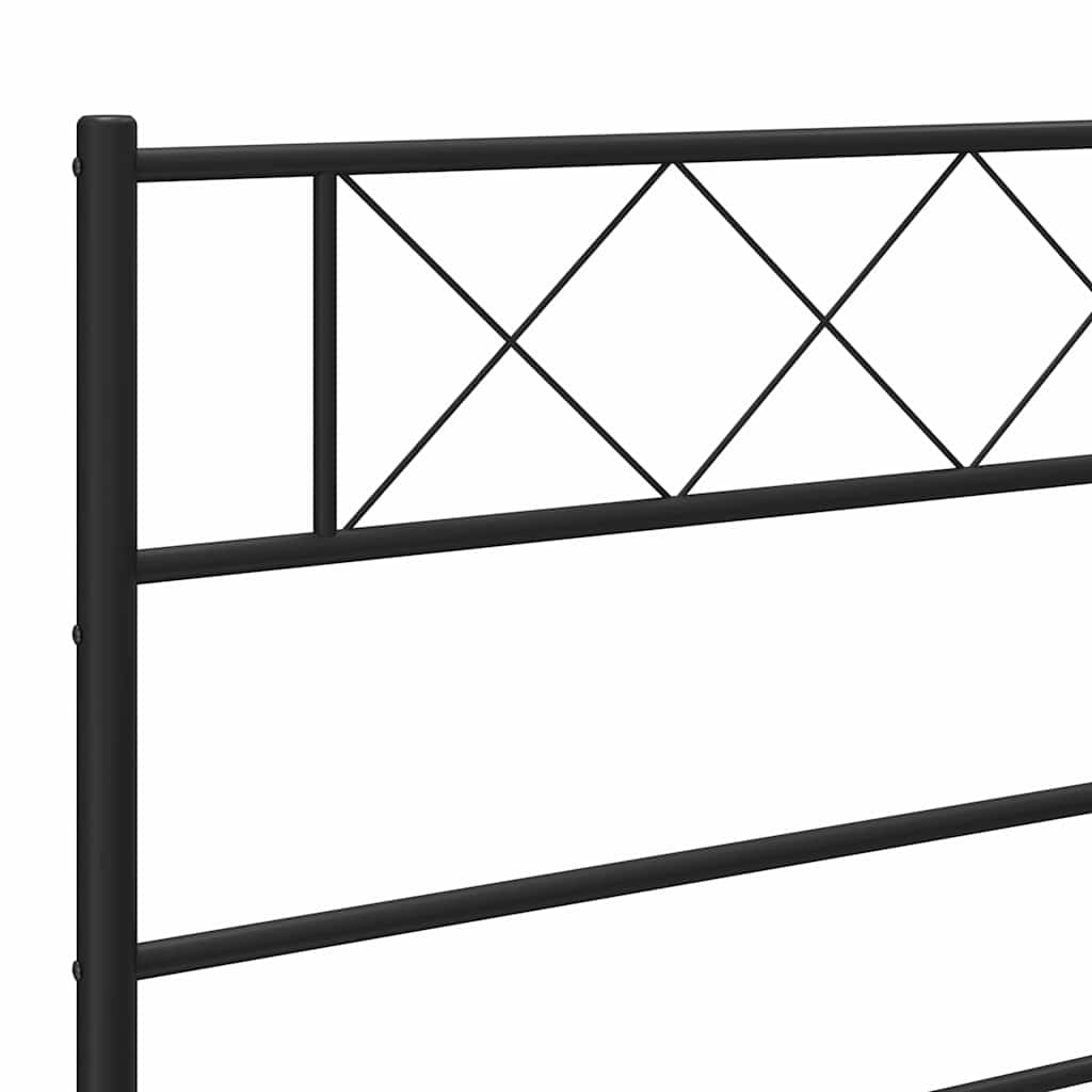 Bed frame with head and footboard metal black 183x213 cm