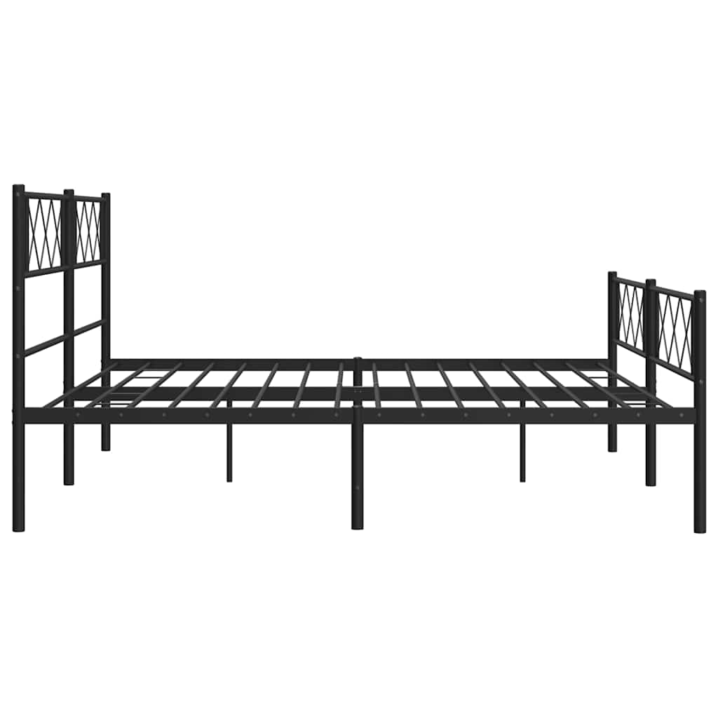 Bed frame with head and footboard metal black 193x203 cm