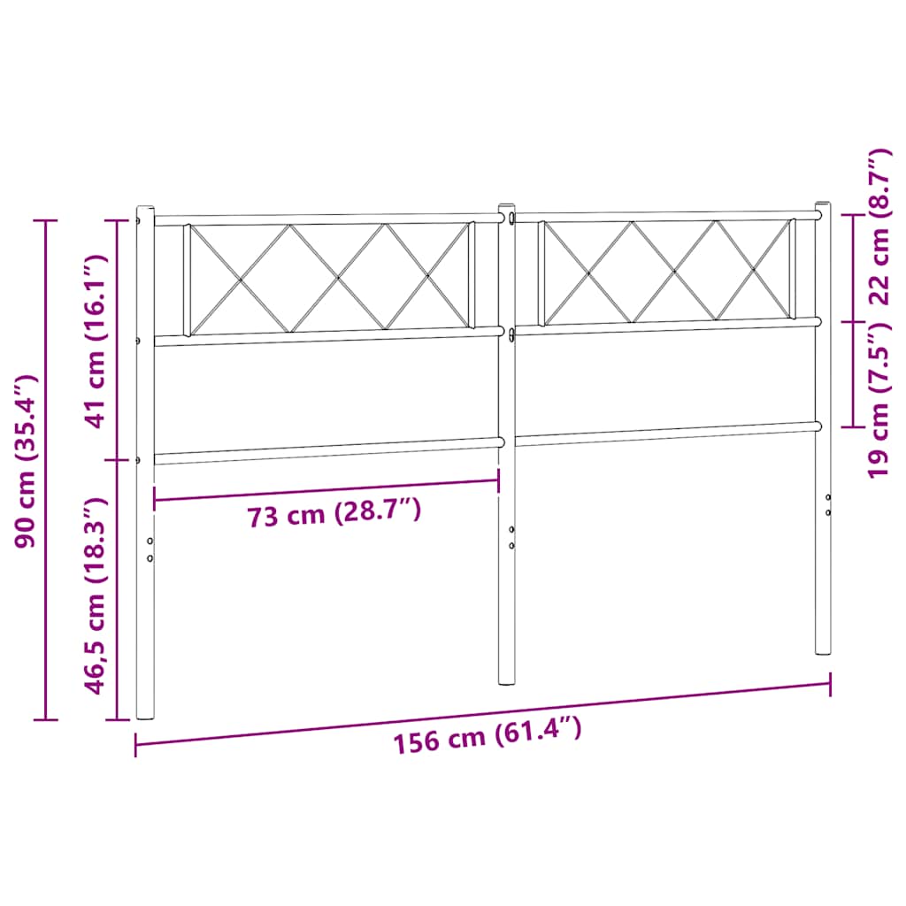 Ersatz-Kopfteil Metall Schwarz 150 cm