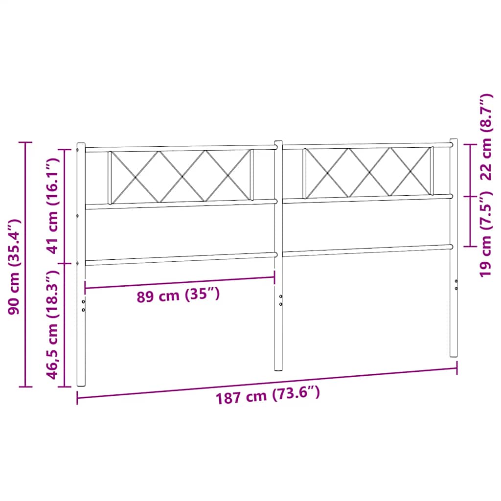 Ersatz-Kopfteil Metall Schwarz 180 cm