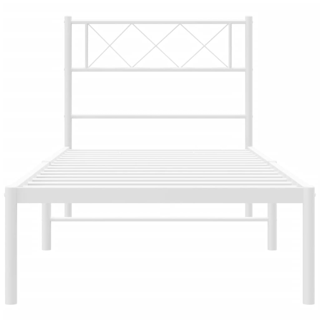Bettgestell mit Kopfteil Metall Weiß 80x200 cm