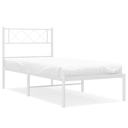 Bettgestell mit Kopfteil Metall Weiß 100x200 cm