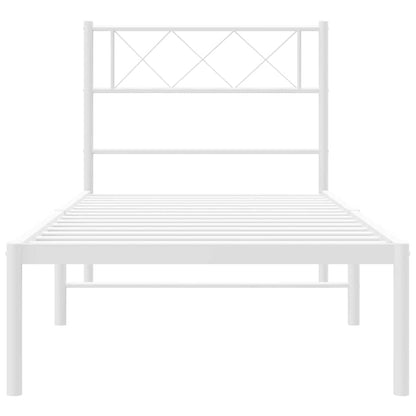 Bettgestell mit Kopfteil Metall Weiß 100x200 cm