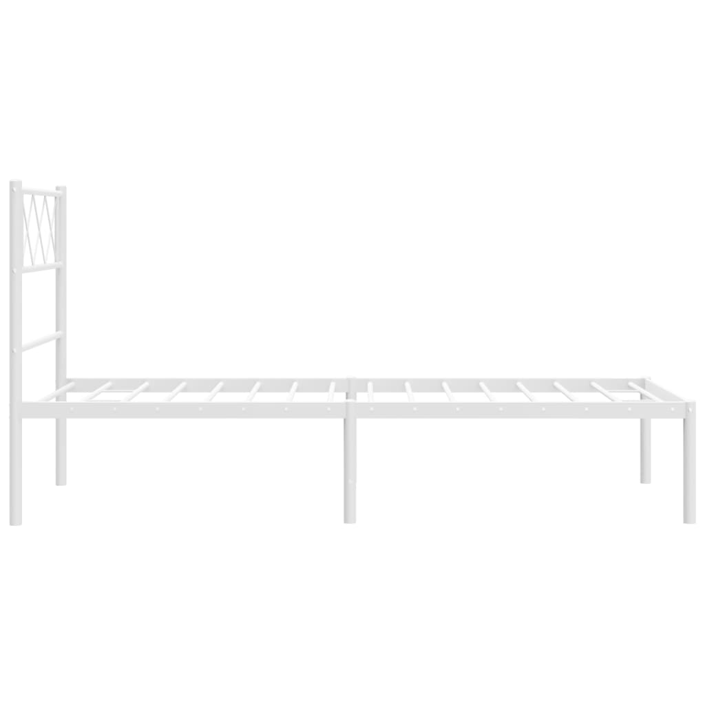 Bed frame with headboard metal white 107x203 cm