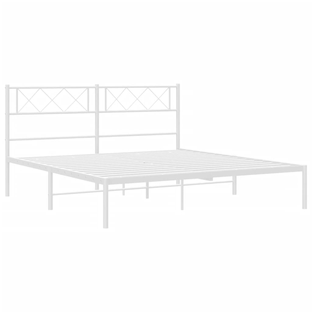 Bed frame with headboard metal white 120x200 cm