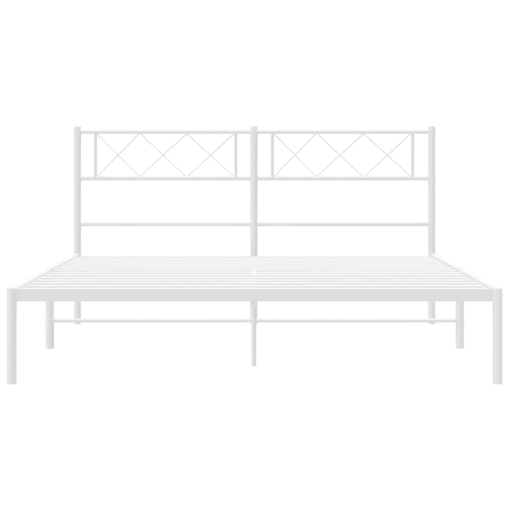 Bed frame with headboard metal white 120x200 cm