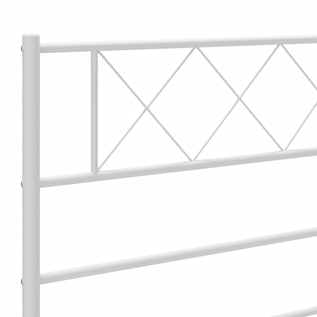 Bed frame with headboard metal white 120x200 cm