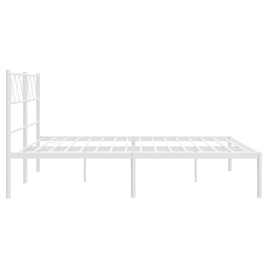 Bed frame with headboard metal white 140x200 cm