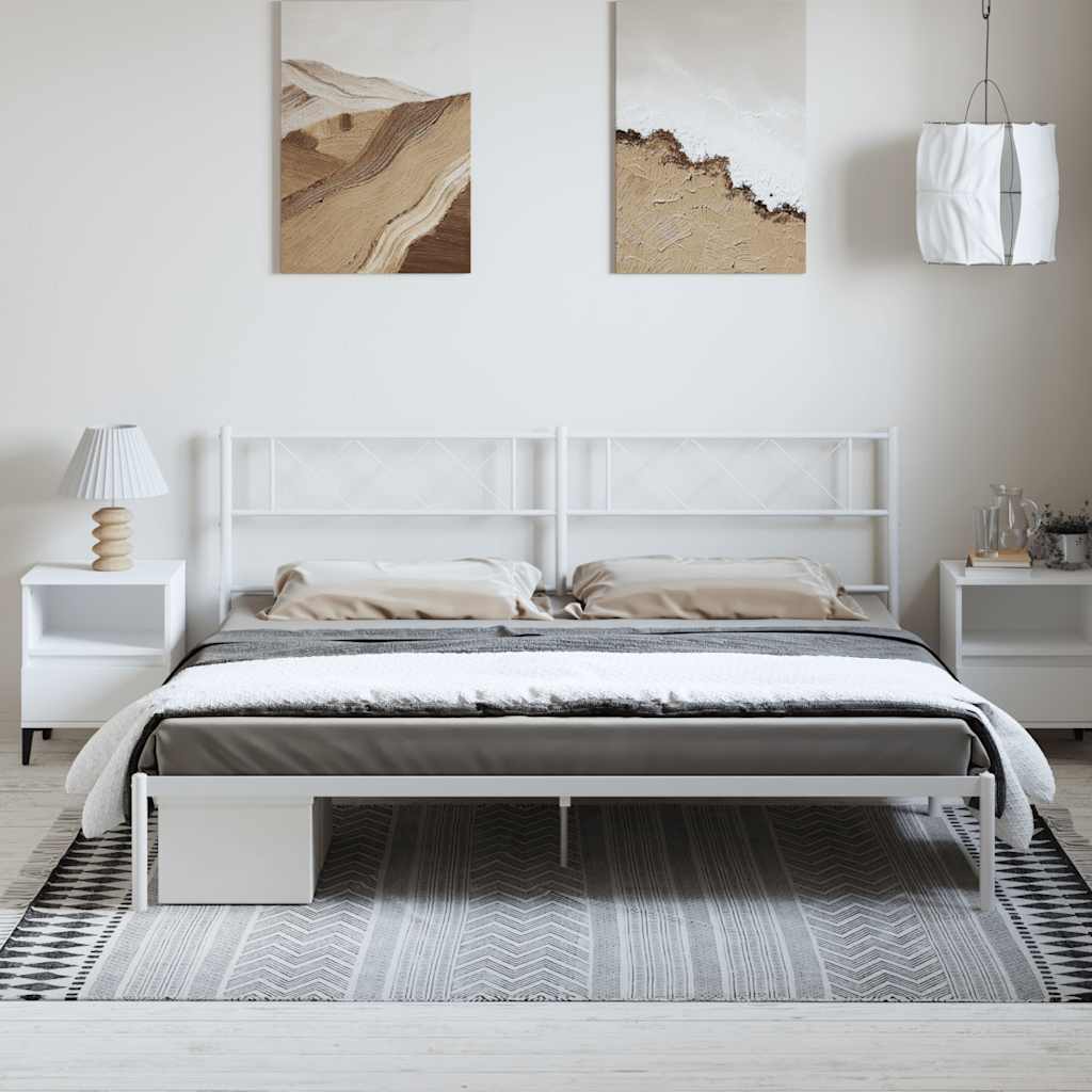 Bed frame with headboard metal white 183x213 cm