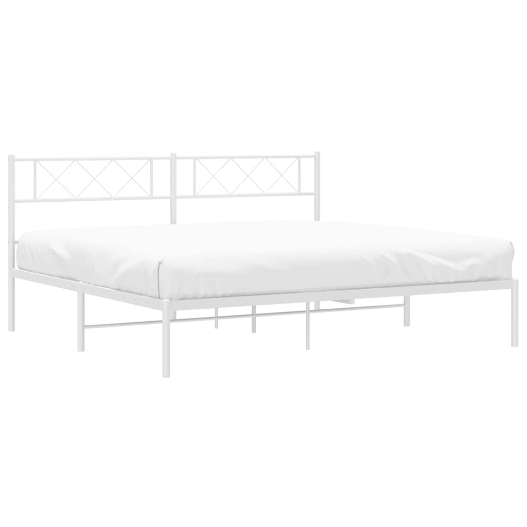 Bed frame with headboard metal white 183x213 cm