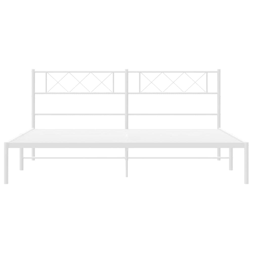 Bed frame with headboard metal white 183x213 cm