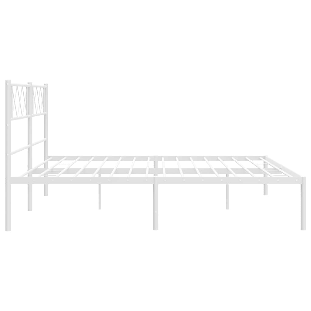 Bed frame with headboard metal white 183x213 cm