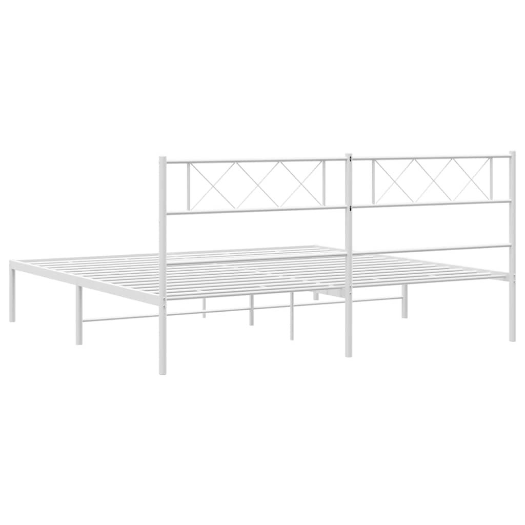 Bed frame with headboard metal white 183x213 cm