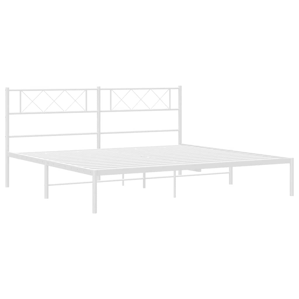 Bed frame with headboard metal white 193x203 cm