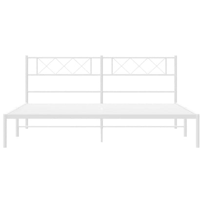 Bettgestell mit Kopfteil Metall Weiß 200x200 cm