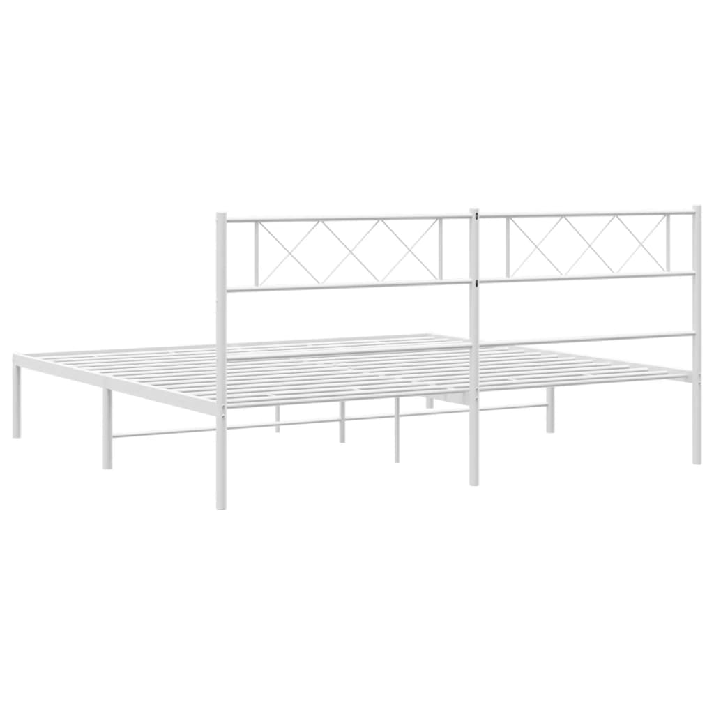 Bettgestell mit Kopfteil Metall Weiß 200x200 cm