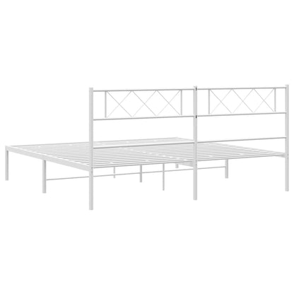 Bettgestell mit Kopfteil Metall Weiß 200x200 cm
