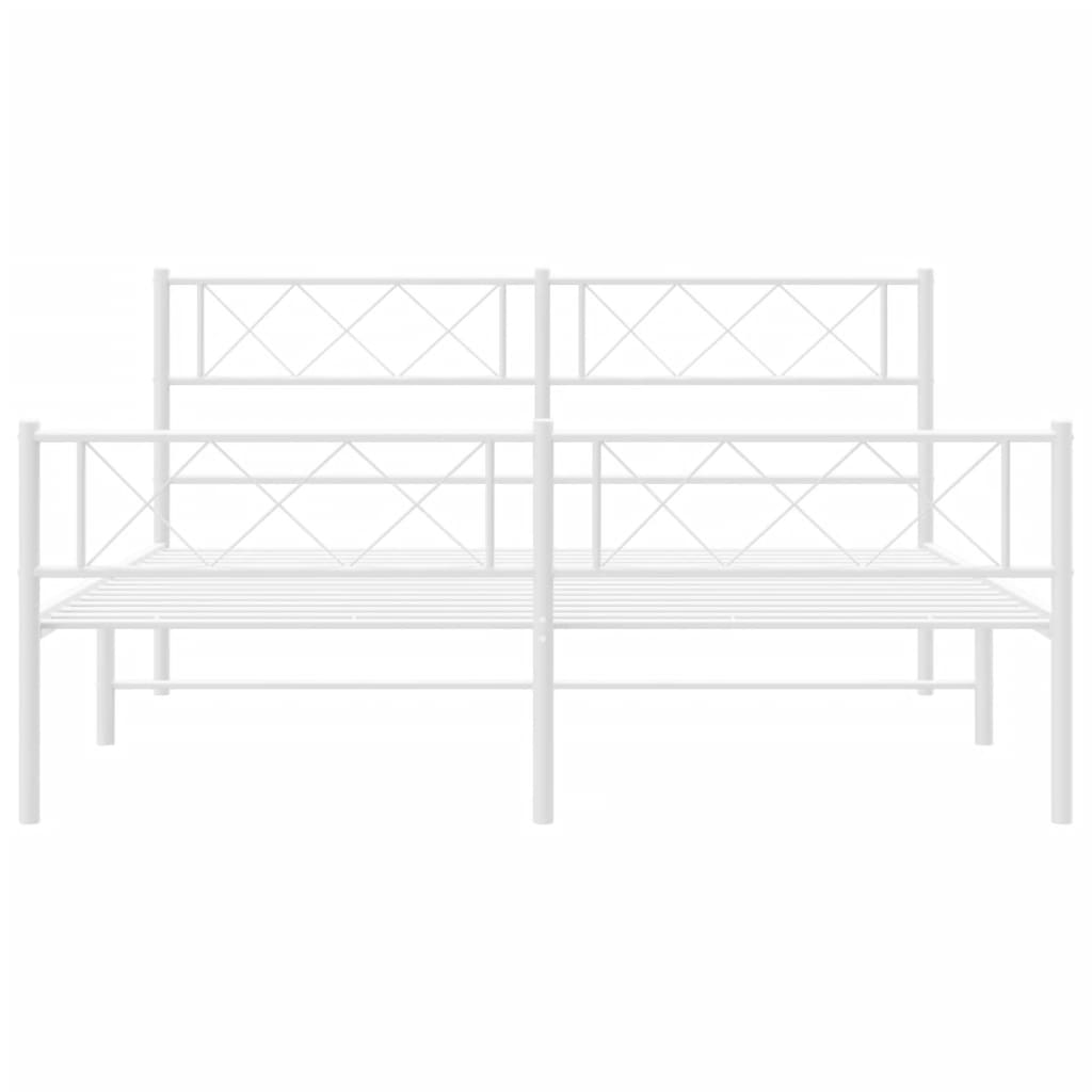 Bed frame with head and footboard metal white 120x200 cm