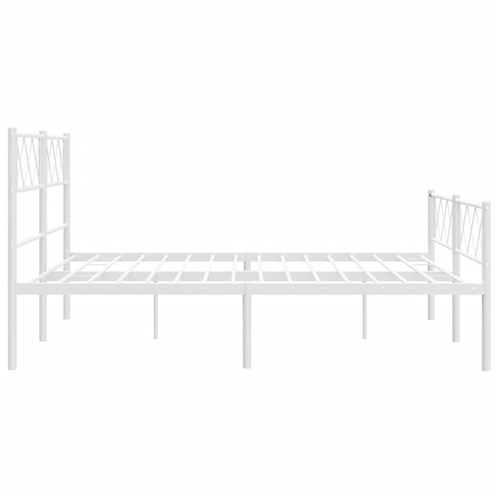 Bed frame with head and footboard metal white 120x200 cm