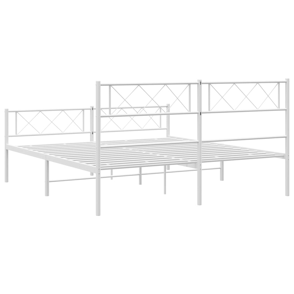 Bed frame with head and footboard metal white 120x200 cm