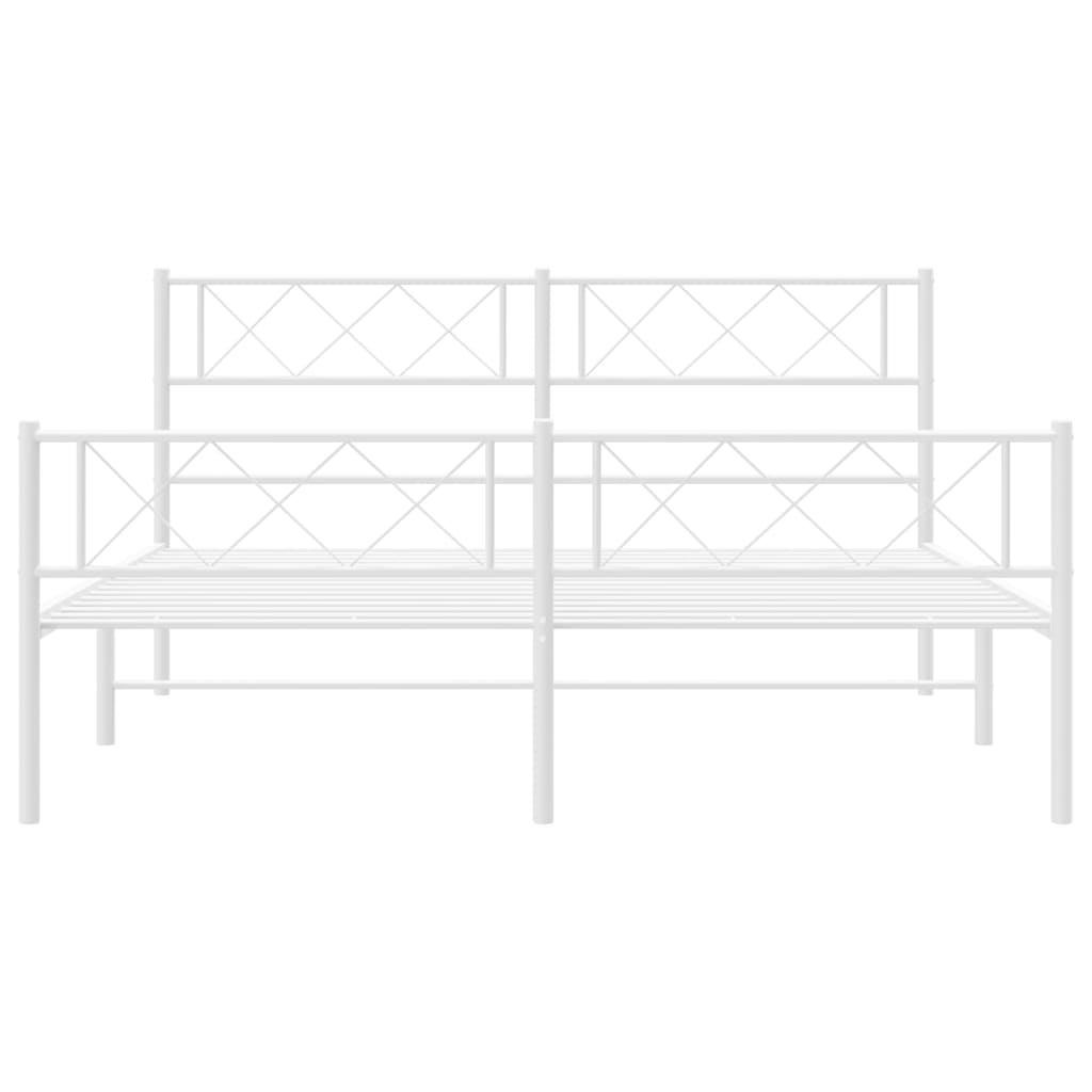Bed frame with head and footboard metal white 140x200 cm