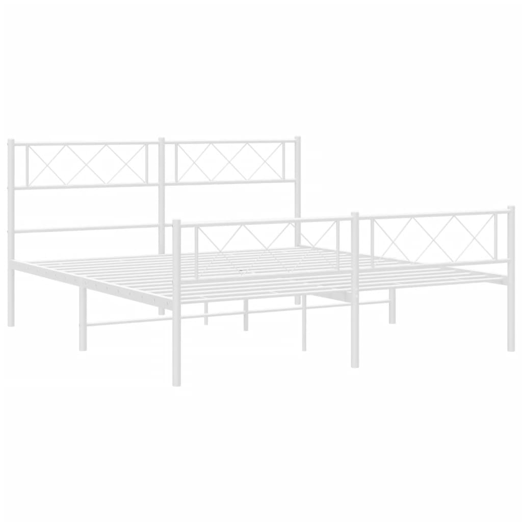 Bed frame with head and footboard metal white 140x200 cm