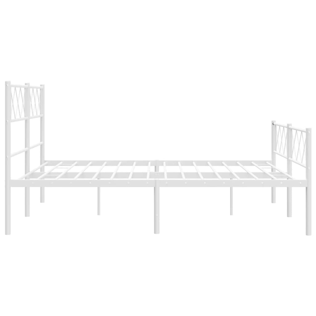 Bed frame with head and footboard metal white 140x200 cm