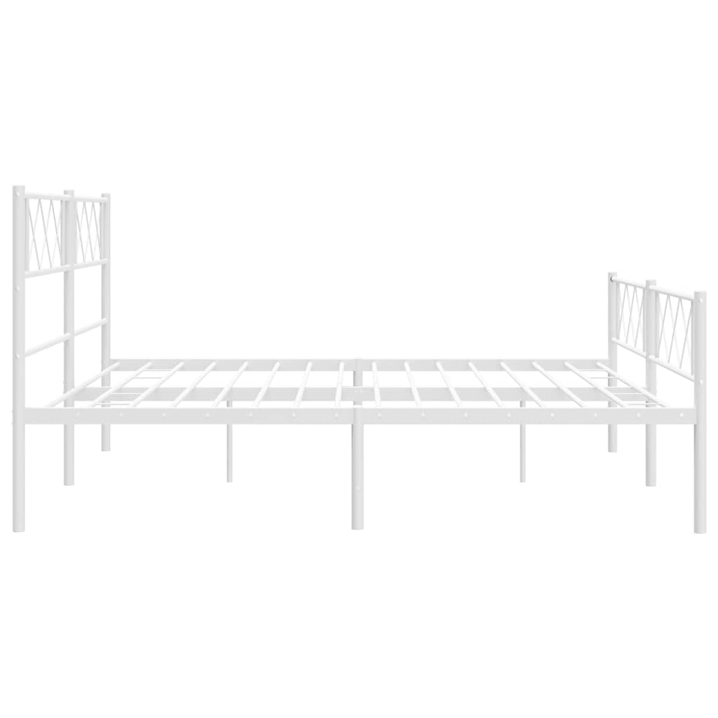 Bed frame with head and footboard metal white 183x213 cm