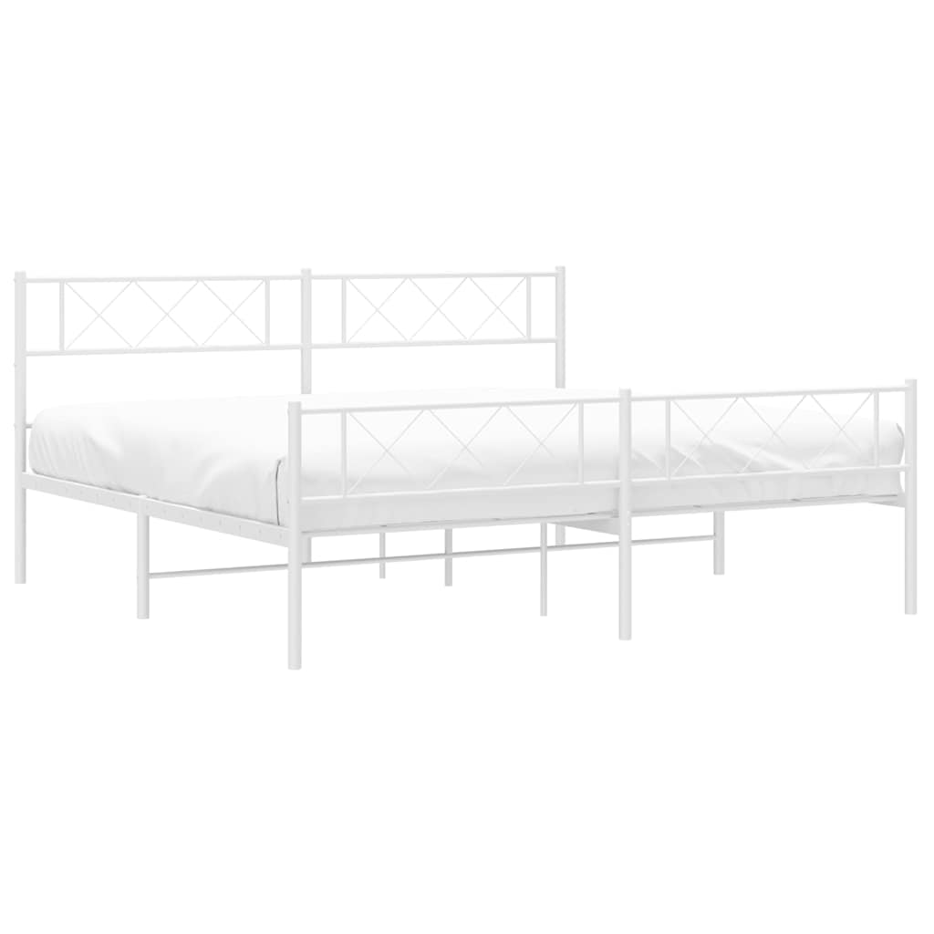 Bettgestell mit Kopf- und Fußteil Metall Weiß 193x203 cm