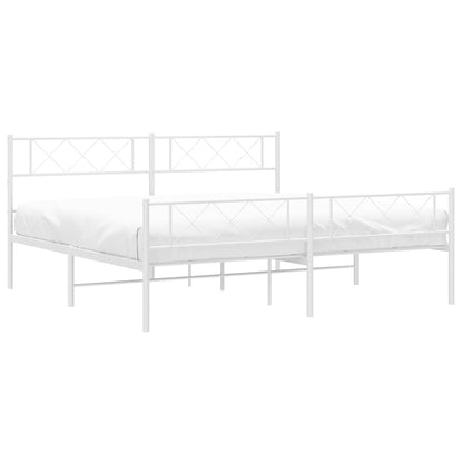 Bettgestell mit Kopf- und Fußteil Metall Weiß 193x203 cm