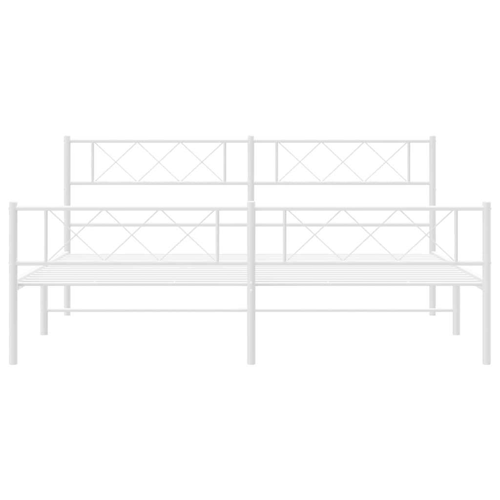 Bettgestell mit Kopf- und Fußteil Metall Weiß 193x203 cm