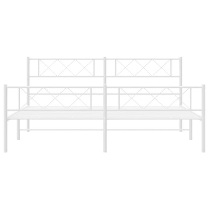 Bettgestell mit Kopf- und Fußteil Metall Weiß 193x203 cm