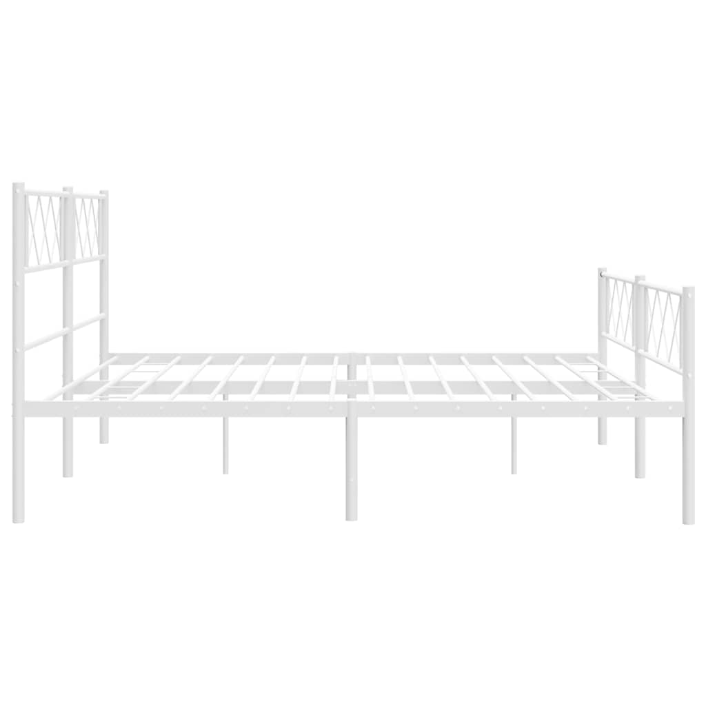Bettgestell mit Kopf- und Fußteil Metall Weiß 193x203 cm