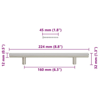 Möbelgriffe 10 Stk. Silbern Lochabstand 160mm Gesamtlänge 224mm