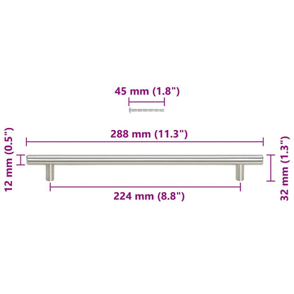 Möbelgriffe 5 Stk. Silbern 224 mm Edelstahl
