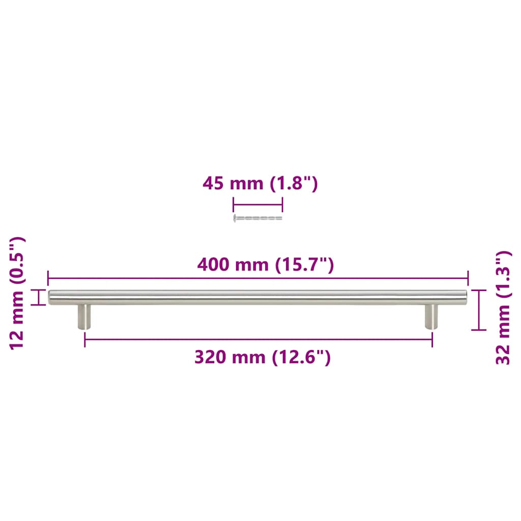 Möbelgriffe 5 Stk. Silbern 320 mm Edelstahl