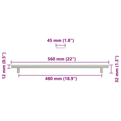 Möbelgriffe 5 Stk. Silbern 480 mm Edelstahl